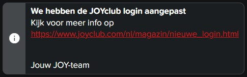 Nieuwe login in JOYclub
