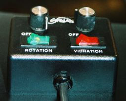 The Sybian's remote control. Rotation is controlled on the left, vibration on the right.